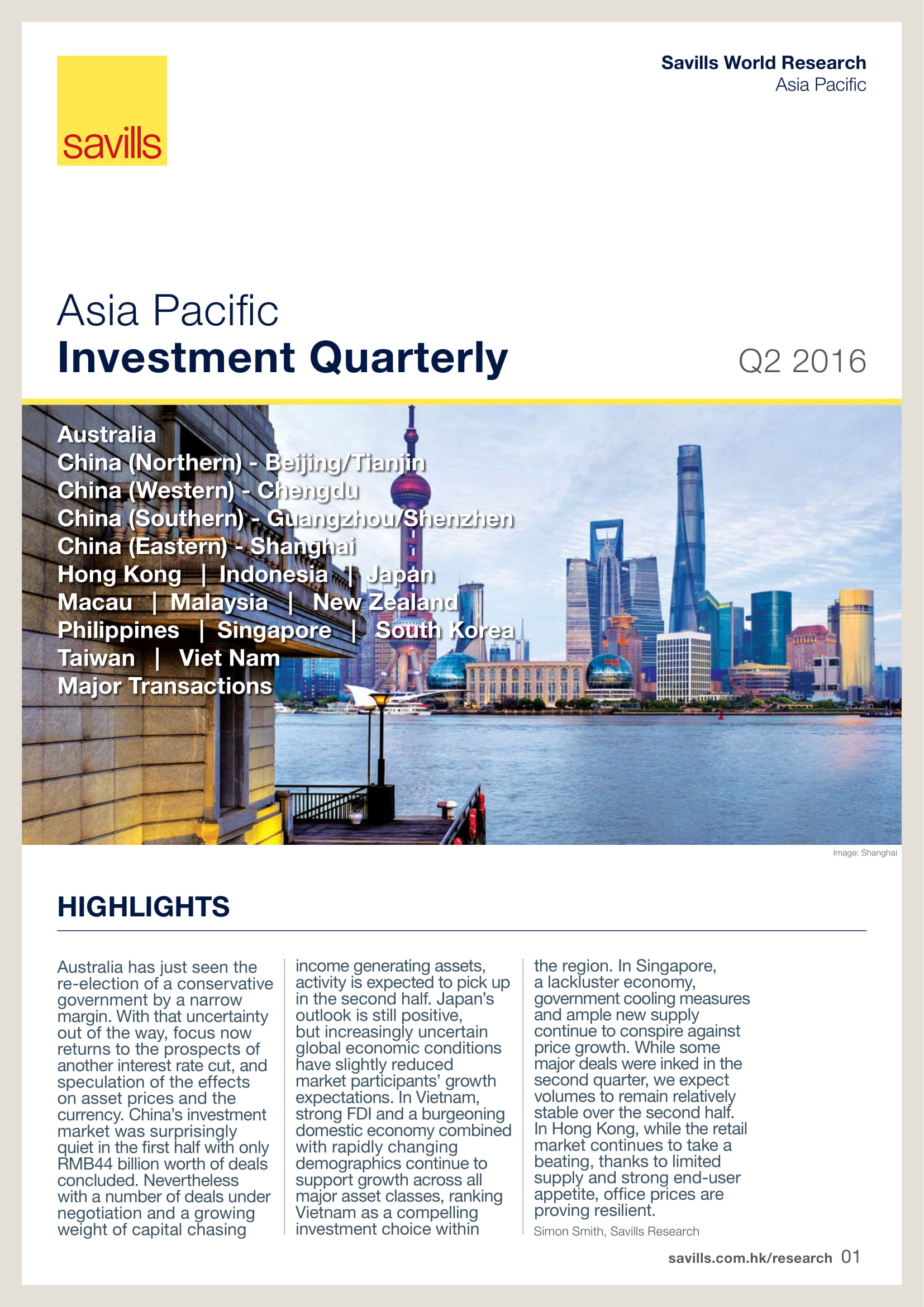 Asia Pacific Investment Quarterly Q2 2016