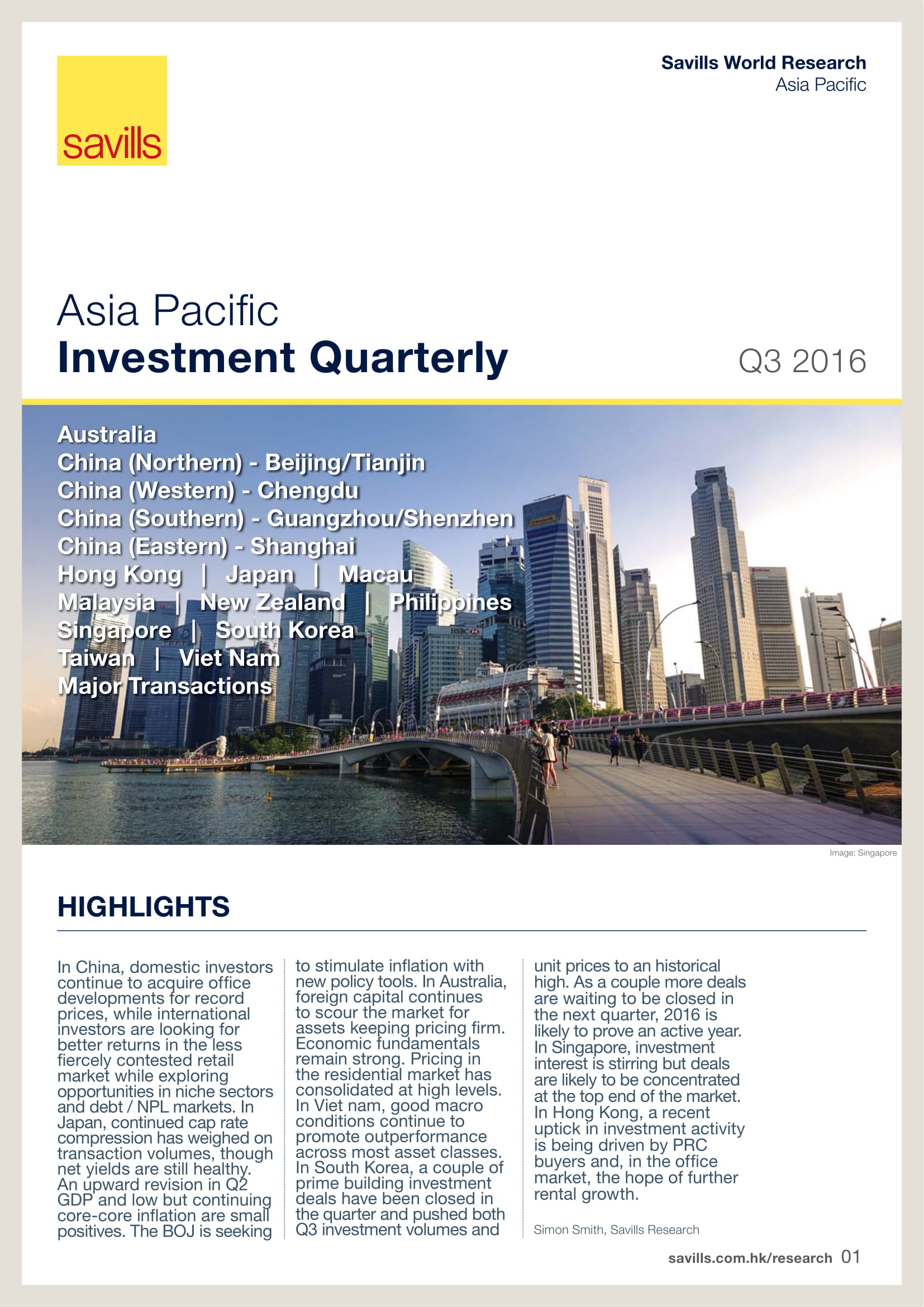 Asia Pacific Investment Quarterly Q3 2016