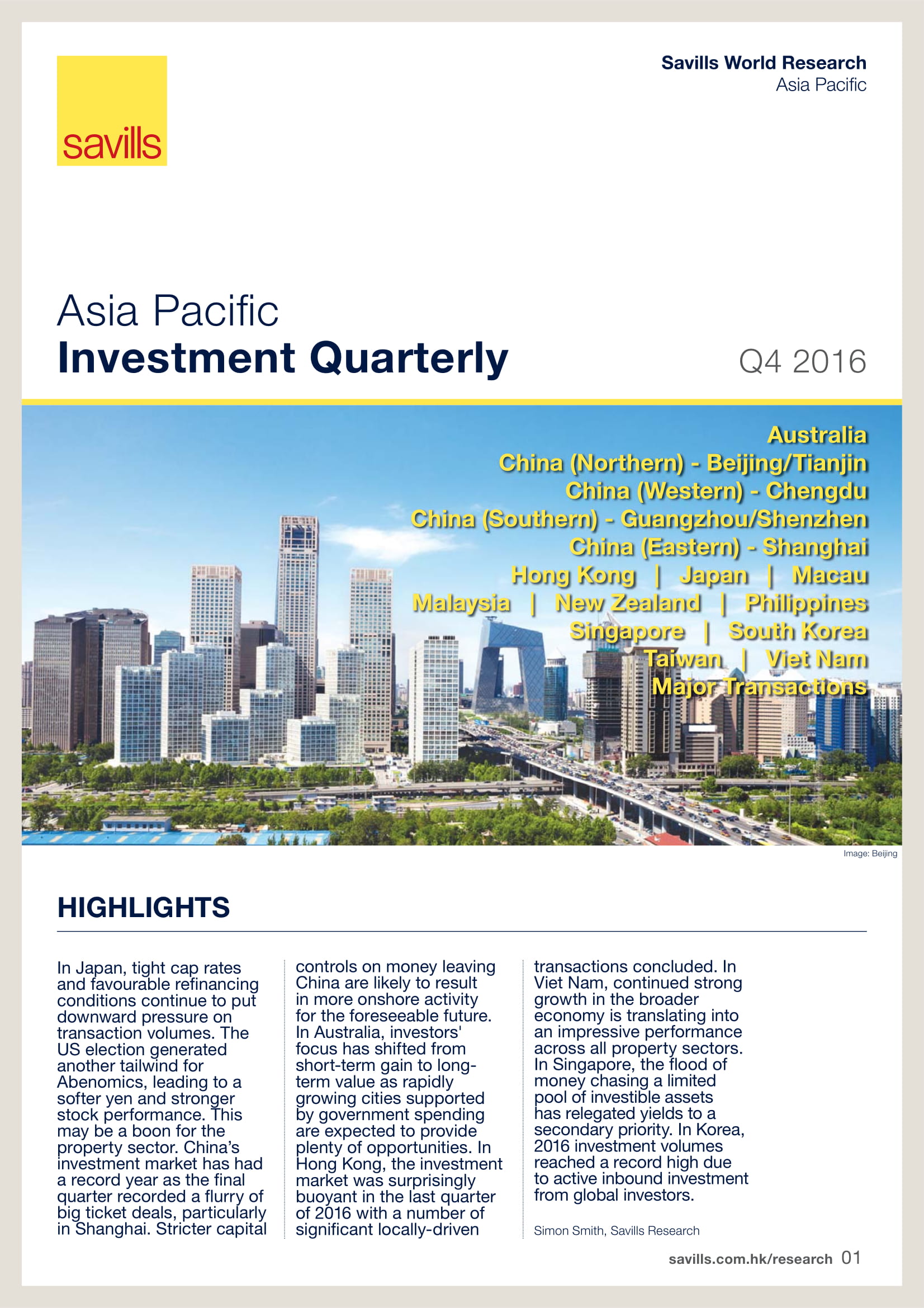Asia Pacific Investment Quarterly Q4 2016